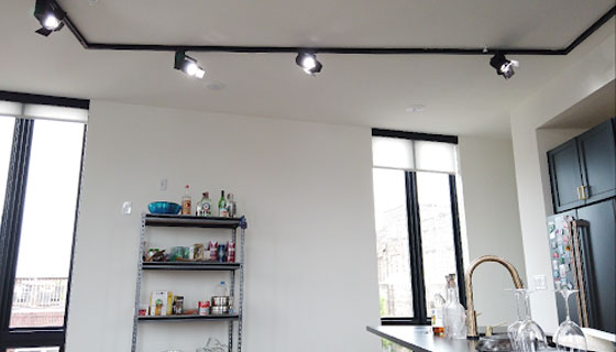 Fiilex Track Lighting for Salmadefood Kitchen Studio, side view