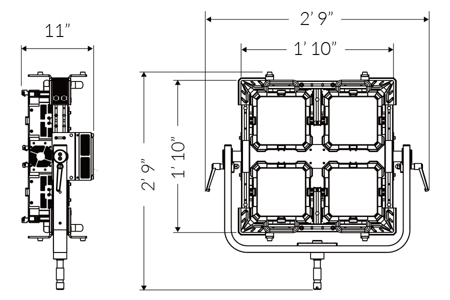Fiilex QUAD Mechanical drawing