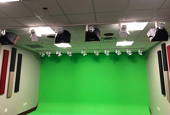 Green screen studio compact track lighting