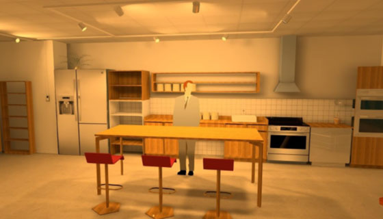 Fiilex Track Lighting kitchen studio rendering before and after image