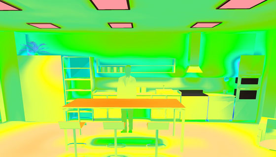 Fiilex Track Lighting kitchen studio heat map before and after image