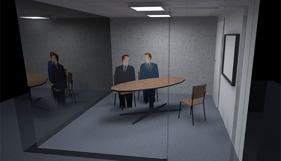 Fiilex Track Lighting podcast studio rendering before and after image