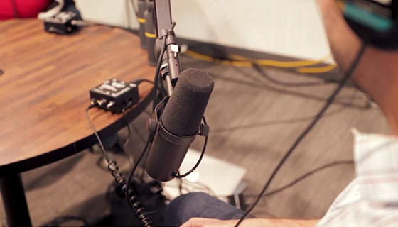 Microphone placement in podcast studio